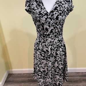 Ann Taylor Loft Black and White Floral Dress
